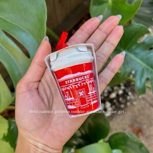 Starbucks 2025 Holiday Red Ceramic Mini Hot Cup ‘Cheers!’ Tree Ornament